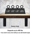 Heavy duty shelf with four weight icons demonstrating Beefy Heavy Duty Countertop Shelf Brackets Set Of 2 12x9 Inch supporting 400 pounds.