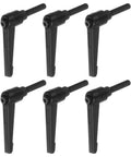6 Piece Black Aluminum Alloy Adjustable Clamping Lever Handles With M6 X 25 Male Thread Bolt Knobs arranged in a row.