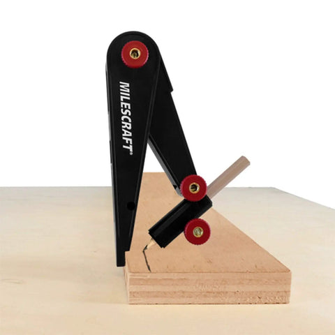 Straight Shooting Scribing And Compass Tool With Flex Head, Spring Locked Precision Tip, No Sweat Grip Adapter, Pop Out Sharpener, Heavy Duty Layout Gauge For Woodworking And Drywall Projects on wooden surface.
