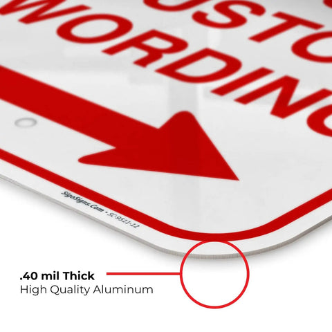 Customizable Square Left Or Right Arrow Sign For Office And Biz, .40 mil aluminum thickness close-up