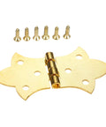 Antique Bronze Flower Hinges Set, 2 Pack Iron Cabinet And Door Hinges With 6 Holes, DIY Furniture Hardware, Includes Screws