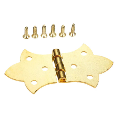 Antique Bronze Flower Hinges Set, 2 Pack Iron Cabinet And Door Hinges With 6 Holes, DIY Furniture Hardware, Includes Screws