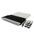 Kick Cable Chaos To The Curb With This 30RU Server Rack Cable Management System Optimized For 24 Port Cat6a UTP Ethernet Networks sleek black and white cable management kit with accessories.