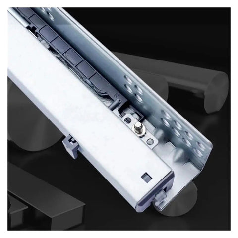Top Notch Push To Open Undermount Drawer Slides With Sugar Smooth Rebound Action, heavy-duty metal slide track for cabinets.