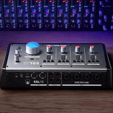 Front view of 12 In 8 Out USB Audio Interface With Studio-Quality Sound, 192kHz 32-Bit Converters, Over 120 dB Dynamic Range.