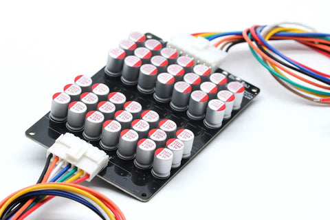 High Output 5A Active Battery Equalizer Balance Board For 10S To 14S Series Cells with multiple capacitors and wiring connections.