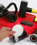 Sleek Iron Fire Sprinkler Nozzle Cover Plate With Tough Head Protector And Snug Ceiling Escutcheon To Mask Annoying Holes showing alongside a fire hose and equipment.