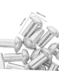 Two Hundred Aluminum Brazier Head Rivets M5x10 Millimeters With A Sleek Silver Dome Shape Loaded With Badass Strength For Quick Boot Repair And Straightforward Leather Crafting Tasks, showing silver dome head rivets.