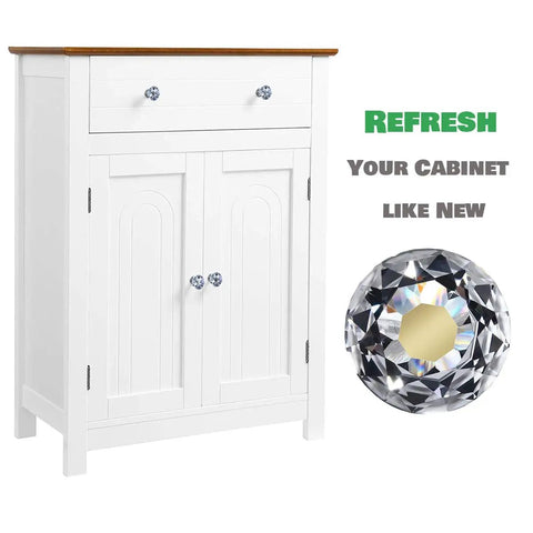 Crystal Cabinet Knobs Set 12 Pack Diamond Drawer Handles With Bronze Base Screws One And One Quarter Inch on white cabinet