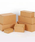 Stack of 20 pack one size folding corrugated cardboard mailing boxes for biz shipping and gift packaging kraft paper express boxes