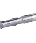 Close-up of Five-Piece 2 Flute Square Nose End Mill Set TiAlN Coated Carbide Upcut CNC Router Bits 1/4 Inch Shank tip.