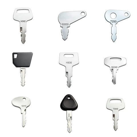 62 Piece Heavy Equipment Key Set For Construction Gear Ignition Keys displayed in an organized layout