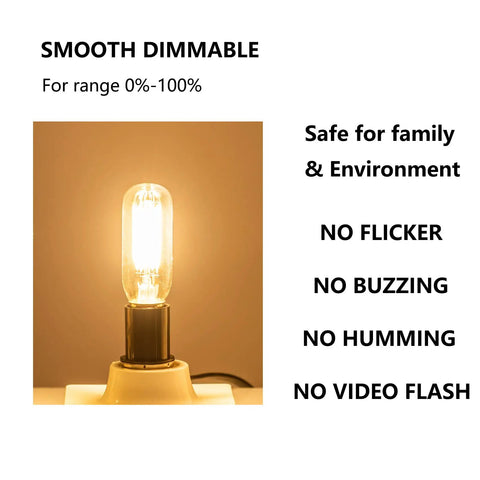 E14 Dimmable LED Bulb European Base 40W Equivalent 400LM Soft White 3000K Vintage Style Light Bulb glowing in lamp holder.