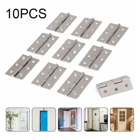 Stainless Steel Ball Bearing Concealed Door Hinges Set, 10 Pieces, Internal Butt Hinge For Doors, displayed in a 10-pack with images of various door types