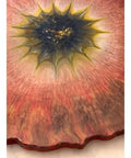 Close-up of 13 Inch Floral Resin Lazy Susan Handcrafted Rotating Serving Tray showing vibrant floral design.
