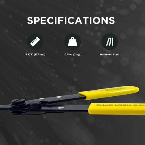 Yellow-handled Fiber Optic Stripper With V Shaped Opening For Safe Cable Preparation And Wire Stripping, Lightweight 2.72 Oz Tool
