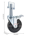 Tough As Nails 5 Inch Caster Wheels 4 Pack With Dual Locking Brakes For Heavy Liftin Jobs showing a single caster with a 1 inch stem.