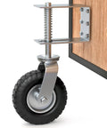 Heavy Duty Gate Wheel for Wooden or Metal Gates, 8 Inch Swivel Caster With Suspension, Spring Loaded, Flat Free Tire on gate