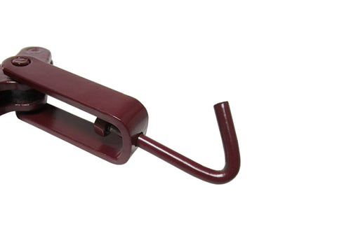 Close-up of maroon Light Duty Lever Binder 375 LBS Working Load Limit Pack Of Four For Tie Down Cargo Control And Transport Forged