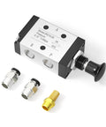 Three Way Two Position Air Valve With 1/4 NPT P A Ports And 1/8 NPT R Port Hand Lever Manual Control Solenoid Valve For Pneumatic Systems Durable Aluminum Body Precise Air Activation Works At 25-116 Psi 32-140 F Model 3R210-08