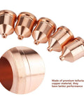 Top Tier 60A Plasma Cutter Nozzles Set Includes Five Premium Copper Torch Tips Model 120931 close-up view of copper tips
