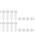 Clear Acrylic Screws Kit 10 Piece Set M4 X 18mm Round Head Phillips Bolts With Hex Nuts arranged in rows