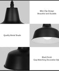 Black Industrial Pendant Lights Set Of 3 Modern Farmhouse Ceiling Fixtures showing matte black finish and wire clip design.