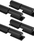 Gate hinges, set of 6, black 7-inch barrel-style with weld-on bases for swing gates.