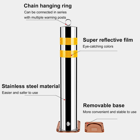 Heavy Duty Stainless Steel Parking Bollards Built Tough For Driveway Impact Defense Featuring Removable Security Posts And High Visibility Reflective Strips For Site Guard