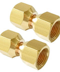Brass Flare Tube Fitting Coupling Set Of Two Three Eighths Inch Female To Three Eighths Inch Female Swivel Nut Union Pipe Connector Tough As Nails Brass Construction Corrosion Resistant Leak Free For Pro Grade Hydraulics, two brass couplings