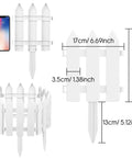 Six Piece White Garden Fence Set With Six Fence Inserts, Plastic Picket Edging for lawns, flower beds and plant borders