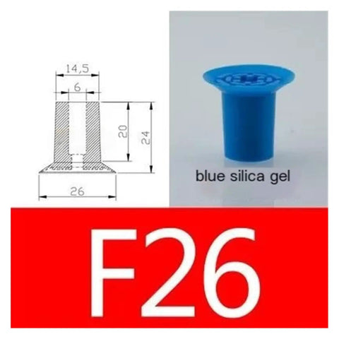Top Rated Industrial Pneumatic Vacuum Suction Cup With Super Strong Grip made of blue silica gel shown with dimensions.