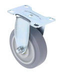 Built Like A Tank 4 Inch Rigid Caster Wheel Set With Reinforced Steel Brackets And Durable Thermoplastic Rubber Treads close-up view.