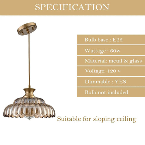 Straight Up Vintage Amber Glass Pendant Light With Ridiculously Smooth Adjustable Hanging Cord And Killer Floral Design For That Total Glow Up Look You Always Wanted specifications on a light suitable for sloping ceiling.
