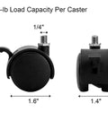Heavy Duty 12 Pack Threaded Swivel Caster Wheels With Hella Smooth Rolling And Locks Up Tight Brakes Built Real Tough For Moving Large Potted Plants On Plant Stands In Black with 75-lb load capacity.