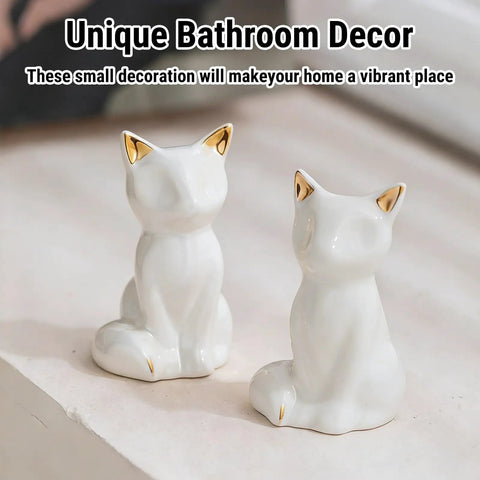 Premium Ceramic Toilet Bolt Covers With A Super Cute Cat Design To Crush Rust And Dampness While Keeping Your Bathroom Hardware Vibing Immaculately All Season Long, small white ceramic cat decor.