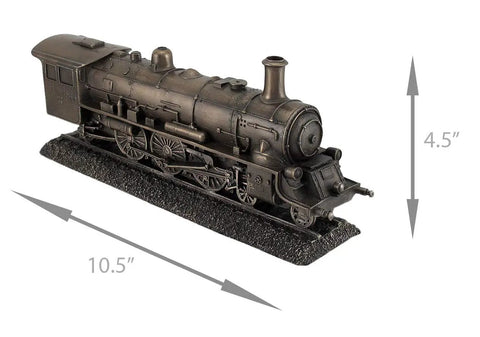 10.5 Inch Steam Locomotive Engine Cold Cast Resin Statue In Antique Bronze Finish Steampunk Decor For Home Office Shelf Gift