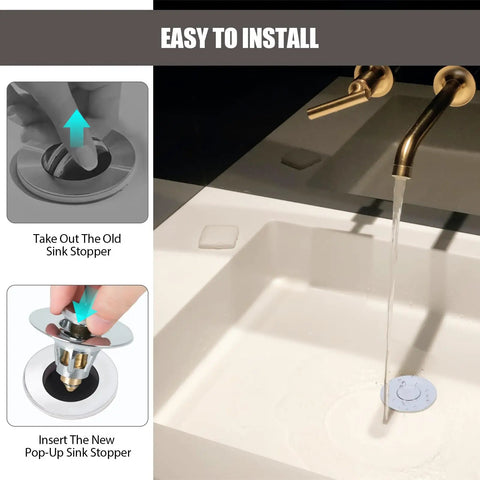 Easy install of Three Color Bathroom Sink Stopper Universal One Point One To One Point Five Inch Drain Strainer Pop Up Plug