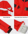 Women Dope Snow Ski Suit One Piece Jumpsuit with removable hat, detachable waistband, windproof cuffs and trousers.