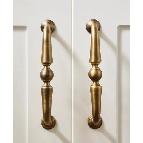 Antique Bronze Cabinet Handle And Drawer Pull Set With 5 Inch Center To Center Spacing, Solid Brass Vintage Kitchen Cupboard Knob