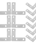 Sturdy Stainless Steel L Shaped Brackets Heavy Duty Corner Braces For Flat Surfaces DIY Furniture And Cabinet Support Easy To Install With Precise Dimensions Ideal For Shelves Countertops And Home Projects, arranged in a flat layout showing multiple brackets.