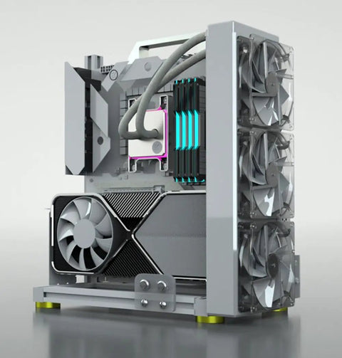 Open Frame Test Bench PC Case With Aluminum Frame Chassis For MicroATX ITX Motherboards, Vertical Overclocking Ready, DIY Rack Mount