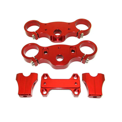 Red CNC Aluminum Triple Clamp Set For Pit Dirt Bike Forks 45mm And 48mm With 22mm Handlebar 165mm Center To Center