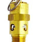 Brass Milton S-1090-70 1/4 in MNPT ASME safety valve, 70 psi pop-off, front view