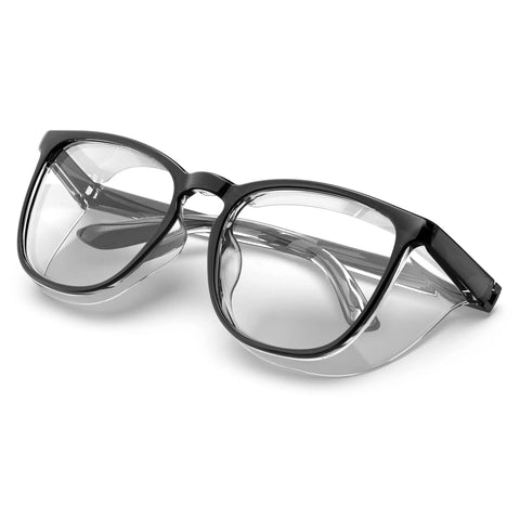 Anti Fog Anti Scratch Safety Glasses With Side Shields For Men And Women Black Protective Eyewear High Comfort Fit Clear Lenses ANSI Z87.1 Certified