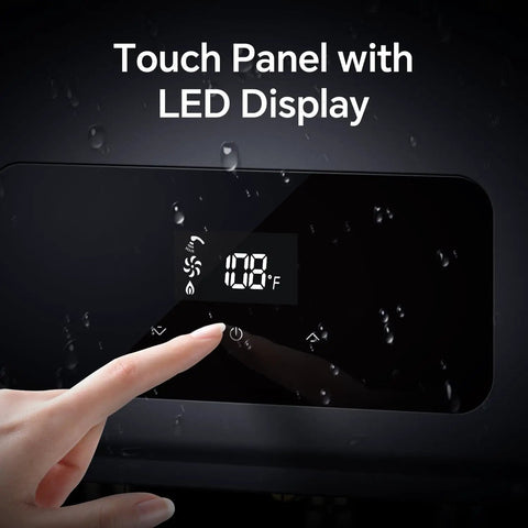Touch panel with LED display showing 108°F for Heavy Duty Natural Gas Tankless Water Heater 8.5 GPM 190000 BTU Indoor Unit.