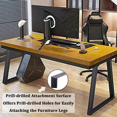 Beefed Up Heavy Duty Trapezoid Metal Table Legs 28 Inch Set Of 2 Black With 1000lb Load Capacity under office desk
