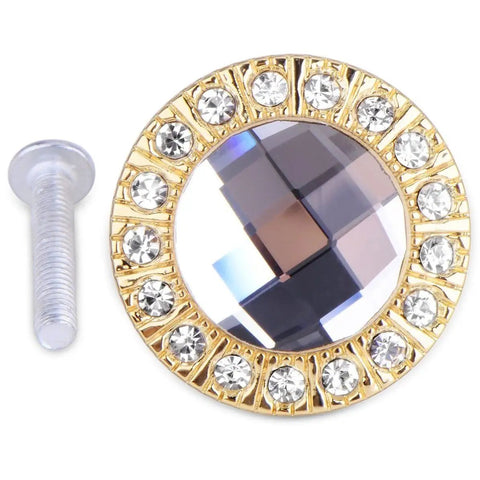 Glam Golden Rhinestone Cabinet Knobs Set For Kitchen Pulls And Dresser Drawers Tough Zinc Alloy Assembly with screw.