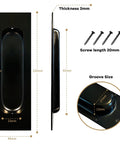 Matte Black Pocket Door Hardware Set With Two Recessed Flush Finger Pulls And One Edge Pull Stainless Steel 304 Finish