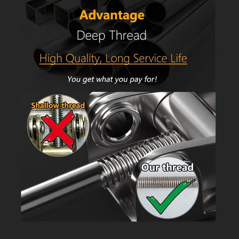 Close-up of deep thread design on Toggle Latch Clamp 4002 with Lock Hole 304 Stainless Steel for durability.
